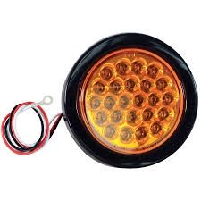 ROUND 24 LED TAIL LAMP BLACK TRIM - AMBER LED + AMBER LENS -- BLACK FRAME